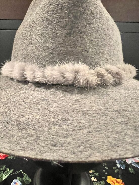 Eugenia Kim Georgina Wool Fedora Heather Gray Fur Band M NWT main image 6